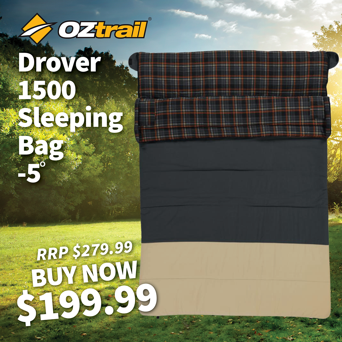OZtrail Drover 1500 Sleeping Bag -5 OZtrail Drover 1500 Sleeping Bag -5