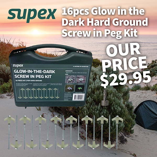 Supex 16pcs Glow in the Dark Hard Ground Screw in Peg Kit Supex 16pcs Glow in the Dark Hard Ground Screw in Peg Kit