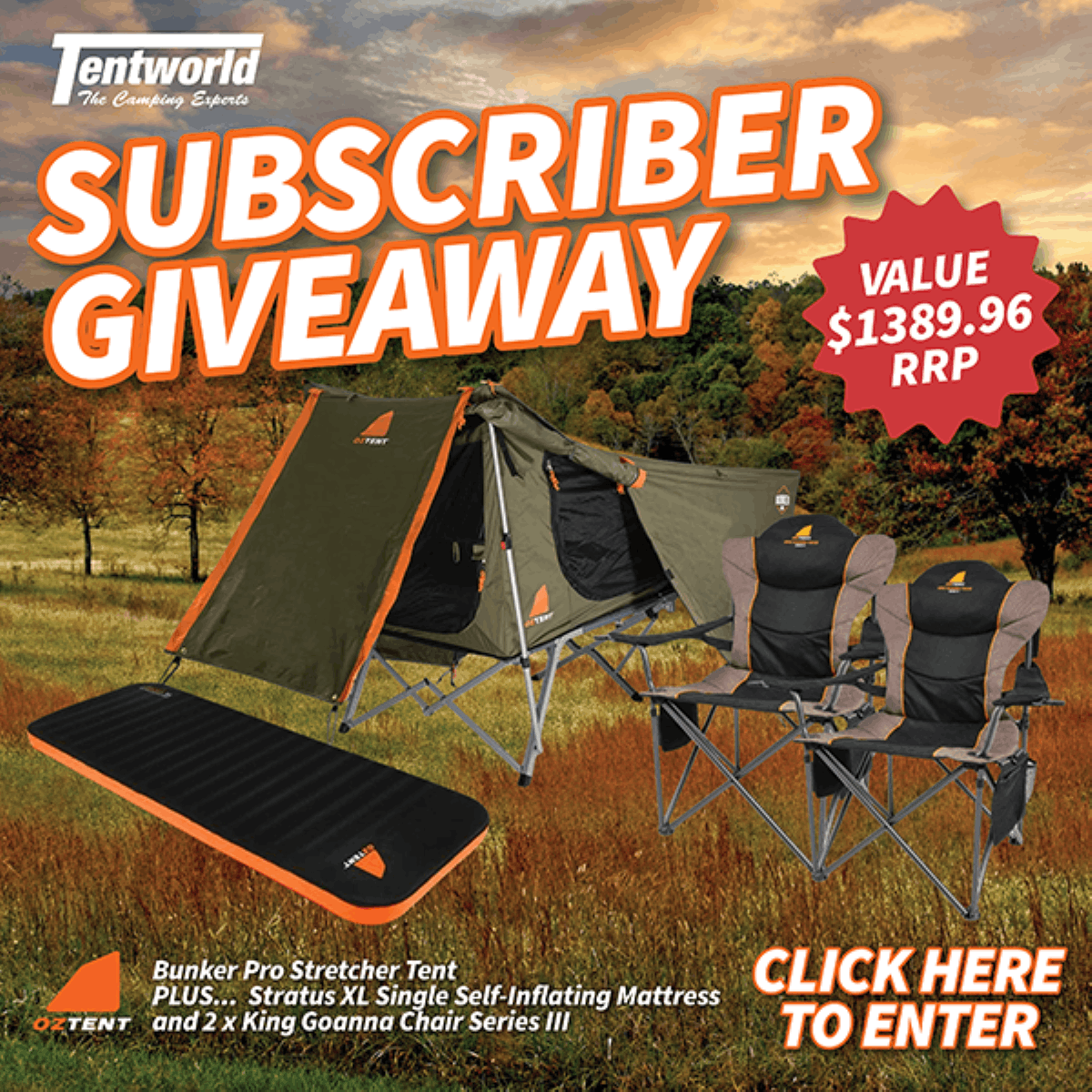 Tentworld's Monthly Subscriber Giveaway - May 2026 Tentworld's Monthly Subscriber Giveaway - May 2026